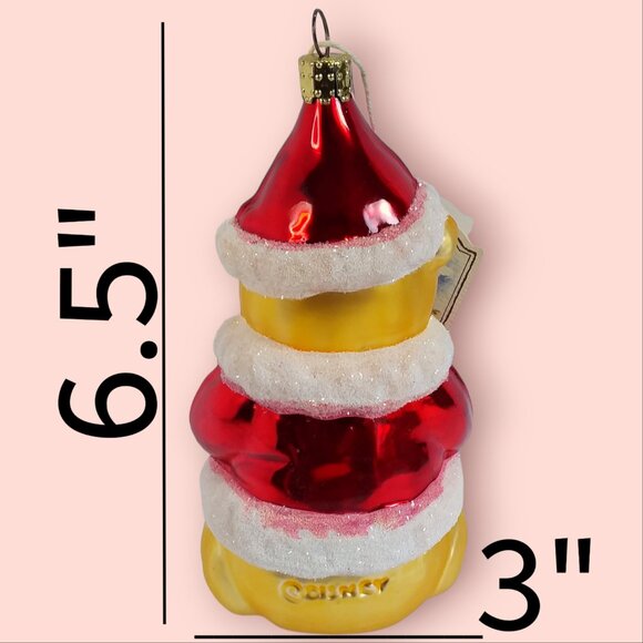 Vtg 1997 Disney Winnie the Pooh Mercury Glass Ornament Santa Suit Hunny Pot main image 0